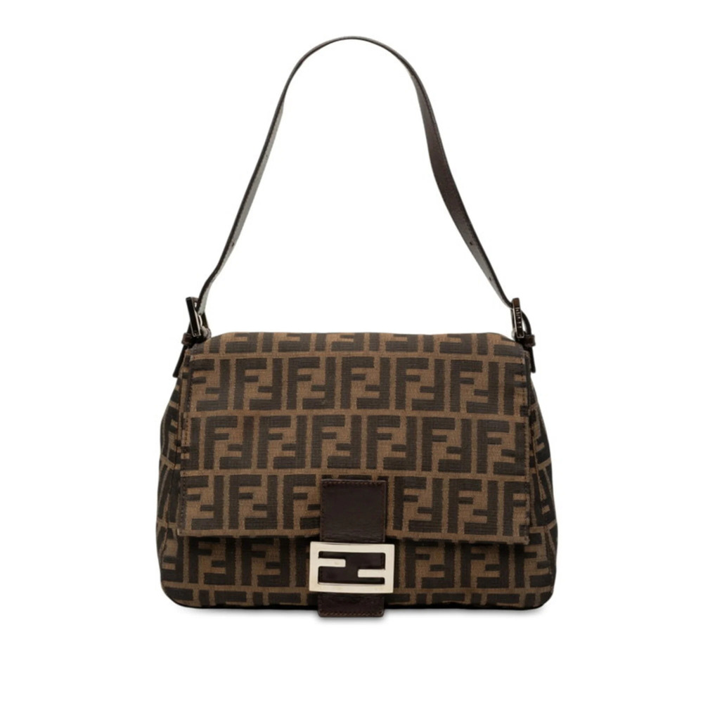 Fendi Zucca One-Shoulder Bag 26325 Brown Canvas Leather Women's FENDI